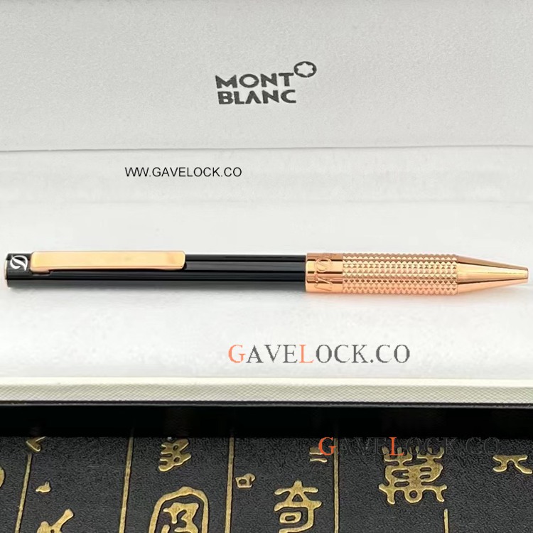Copy S.T. Dupont Ballpoint Pen Rose Gold and Black